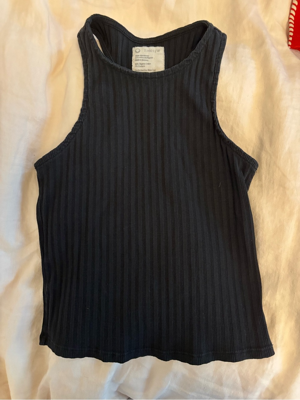 Organic Cotton Black Ribbed Tank Top